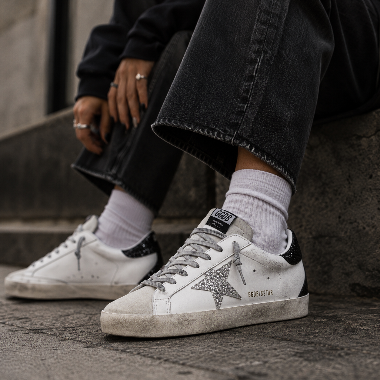 Golden Goose SuperStar - Branco/Cinza Glitter